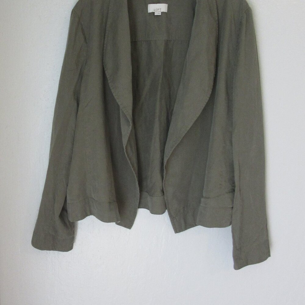 LOFT Dark Green XL Open Long Sleeve Jacket
